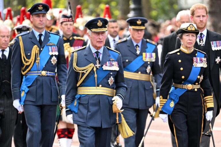 The Royal Family Assembled for the Queen’s Coffin Procession in London
