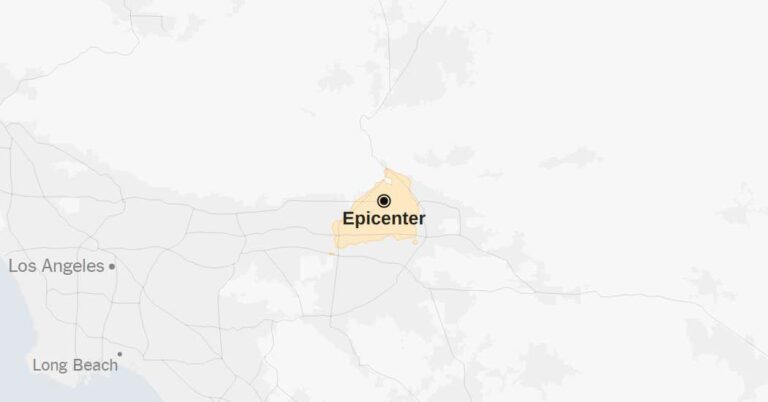 Map shows location of 4.3-Magnitude Earthquake in Southern California