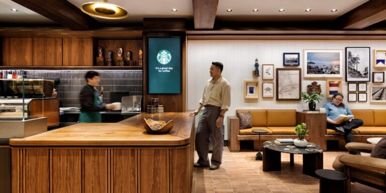 Starbucks CEO leads innovation in creating cozy ‘coffeehouse of the future’ with plush seating options