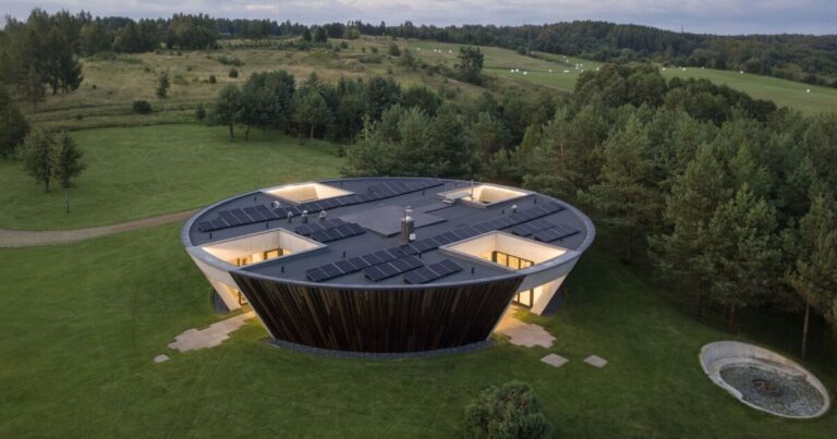 Sunken Gardens in Circular Home Located in Lithuania
