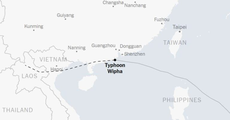 Map: Following Typhoon Wipha’s Path – The New York Times