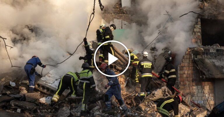 Rescuers Scour Debris Following Russian Attacks in Kyiv