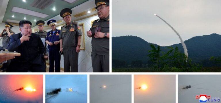 Kim Jong-un, North Korea’s leader, supervises the launch of new air defense missiles, according to KCNA