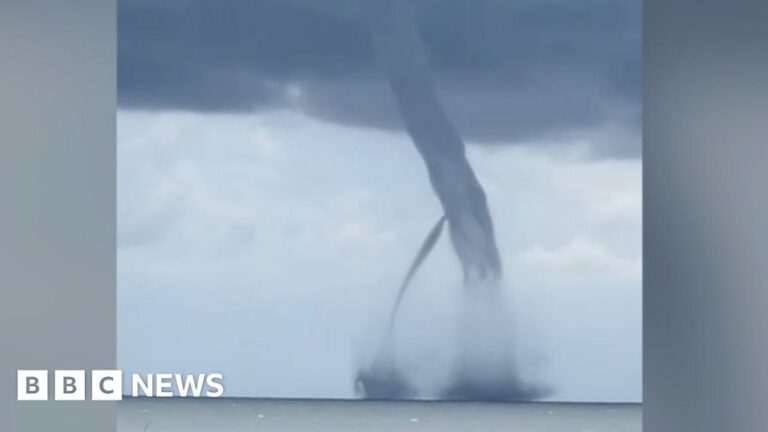 Two waterspouts converge off the coast of Italy