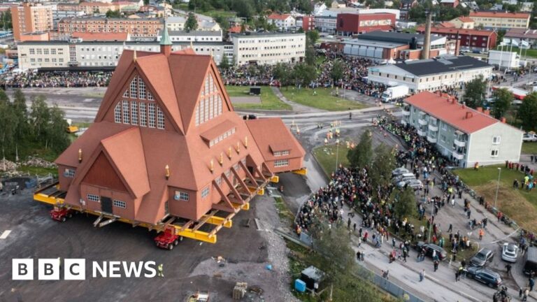 Final leg of Swedish church’s move captured in stunning aerial footage