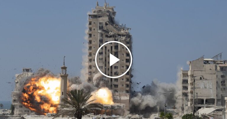 Building in Gaza City Destroyed by Israeli Strike