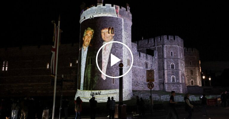 Activists Display Images of Trump and Epstein Ahead of U.K. Visit