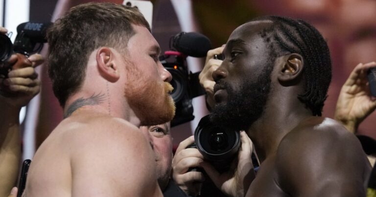 Alvarez and Crawford hit the scales at 167.5lbs ahead of super middleweight bout | Boxing News