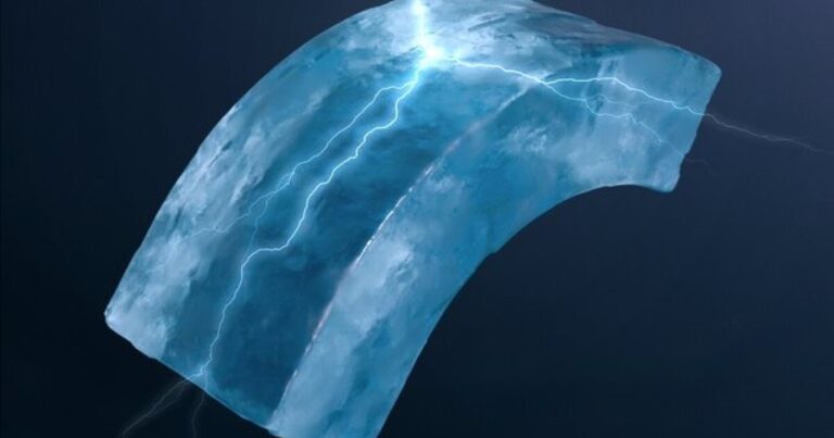Electricity Production through Bending and Cooling of Ice