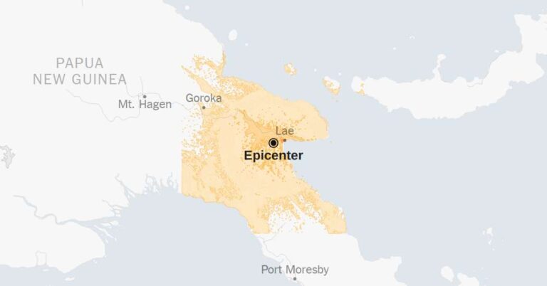 Map shows epicenter of 6.6-magnitude earthquake in Papua New Guinea