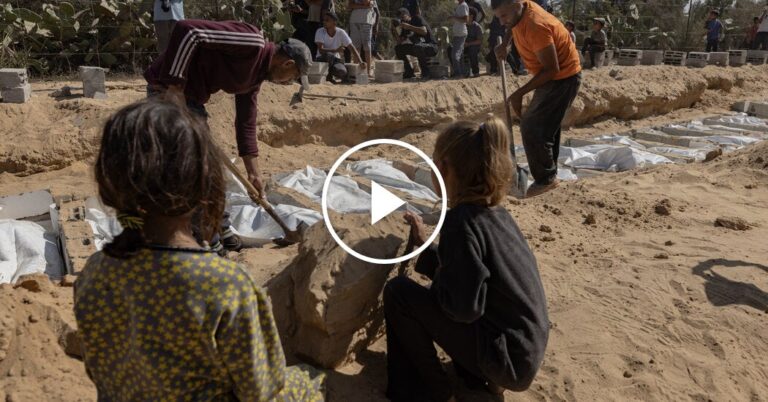 Multiple Unidentified Palestinians Laid to Rest in Mass Burial Site in Gaza