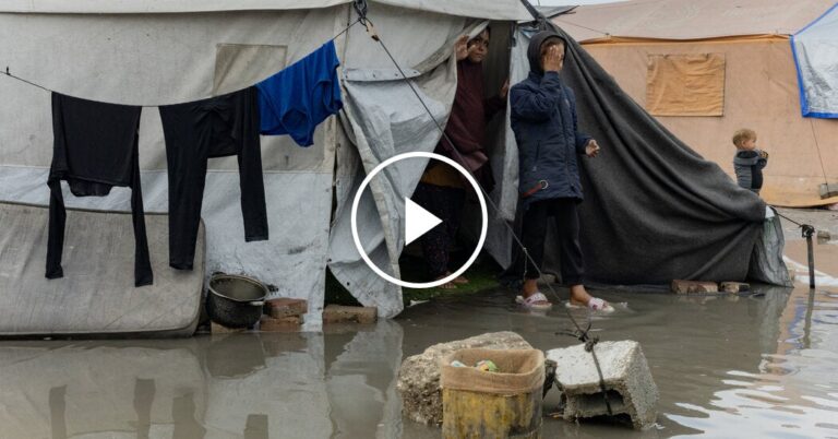 Torrential rain causes flooding in Gaza tent camps, worsening devastation
