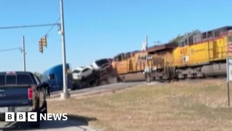 Texas collision: Train crashes into lorry transporting vehicles