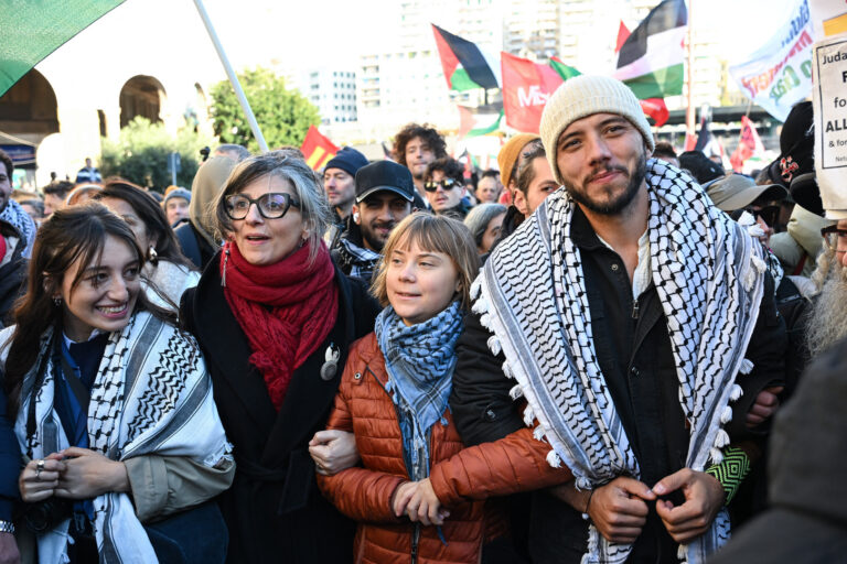 Greta Thunberg and Anthony Albanese participate in pro-Palestine demonstrations in Italy