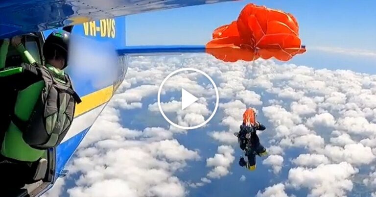 Skydiver Left Hanging From Plane by Tangled Parachute