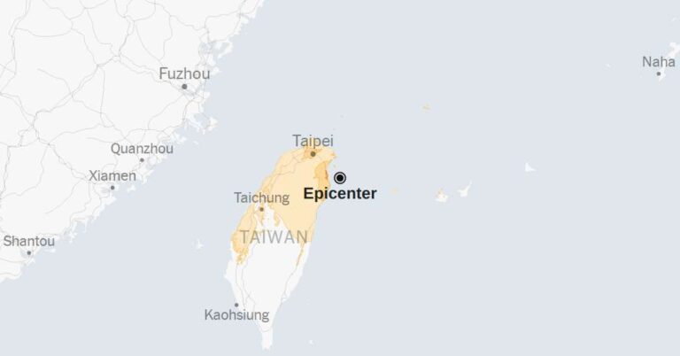 Map: Taiwan Hit by 6.6-Magnitude Earthquake