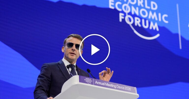 Macron’s Eye Condition Forces Him to Wear Sunglasses While Speaking at Davos