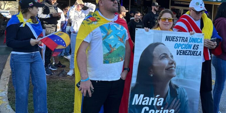 Venezuelans in South Florida celebrate the ouster of Maduro government